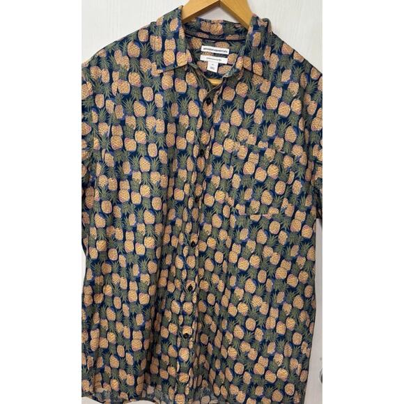 Amazon Essentials Pineapple Print Short-Sleeve Button-Down MEN’s Size XL NEW - Picture 3 of 9